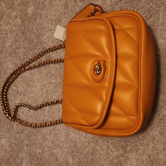 Coach Handbags - Coach Madison Logo Closure Quilted Pillow Leather Shoulder Bag - Papaya color